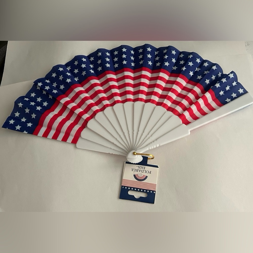 New Patriotic American Flag Fan Folding Hand Held July 4